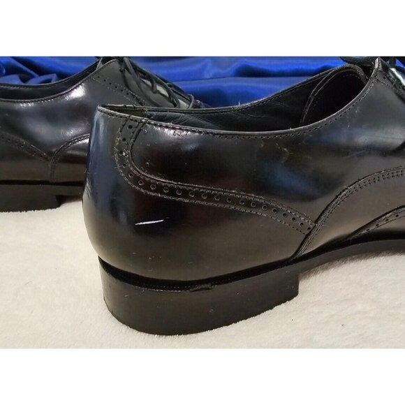 Mens Bostonian Dress Shoes Size 12 D Stockbridge Lace-Up Black Wing Tip - Picture 5 of 6